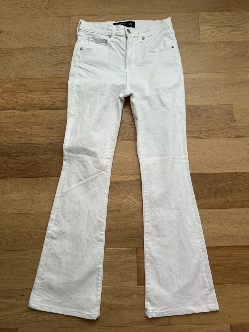 Veronica Beard Beverly Skinny Flare High Rise Jeans White Size 27 Made in USA